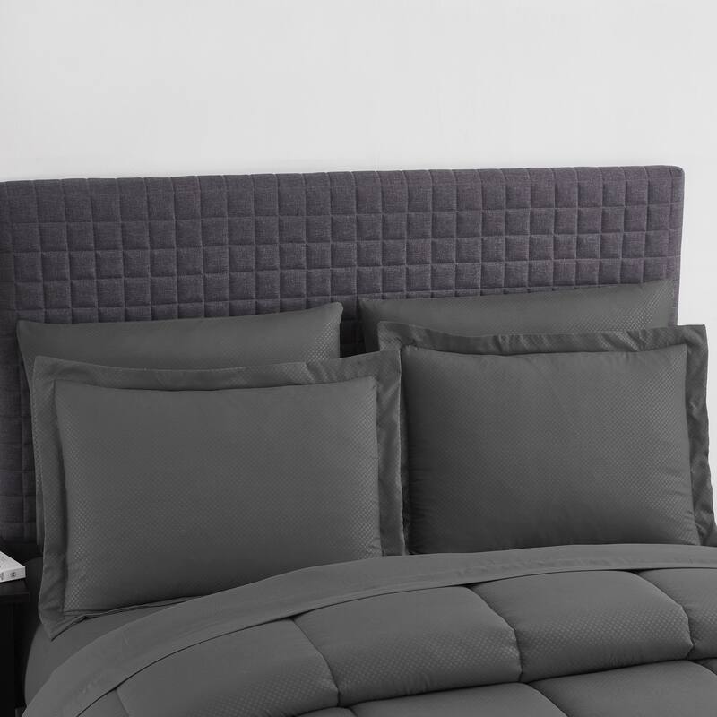 Sweet Home Collection Checkered Embossed 8-Piece Bed in a Bag Set