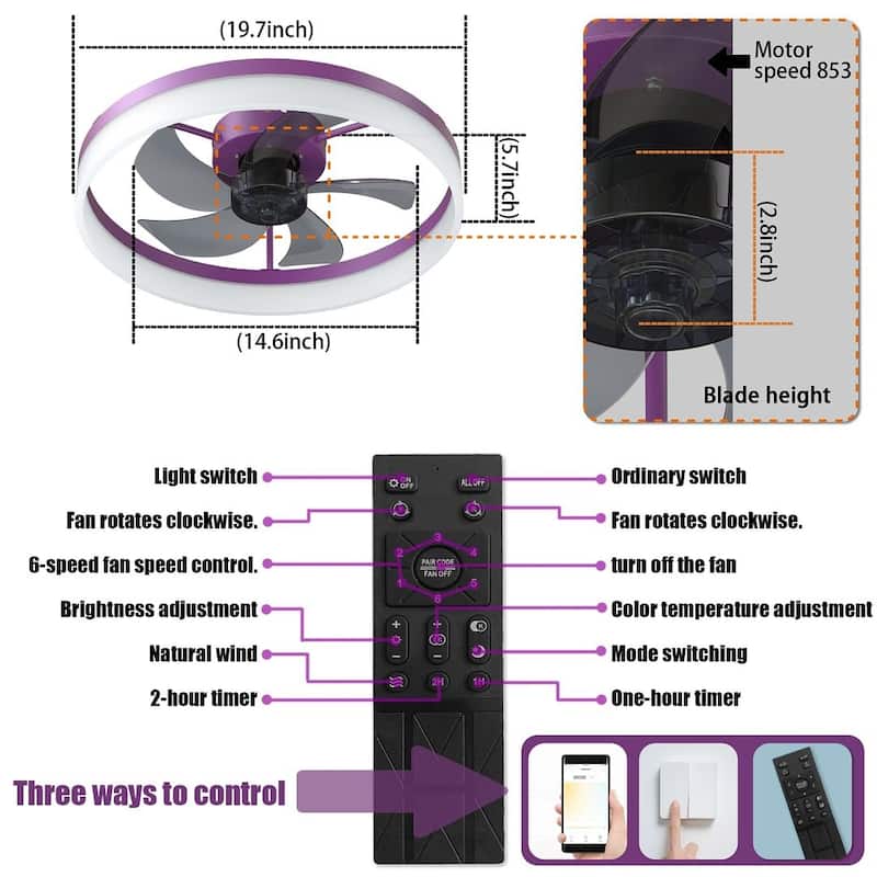 Modern Flush Mount Ceiling Fan with Lights