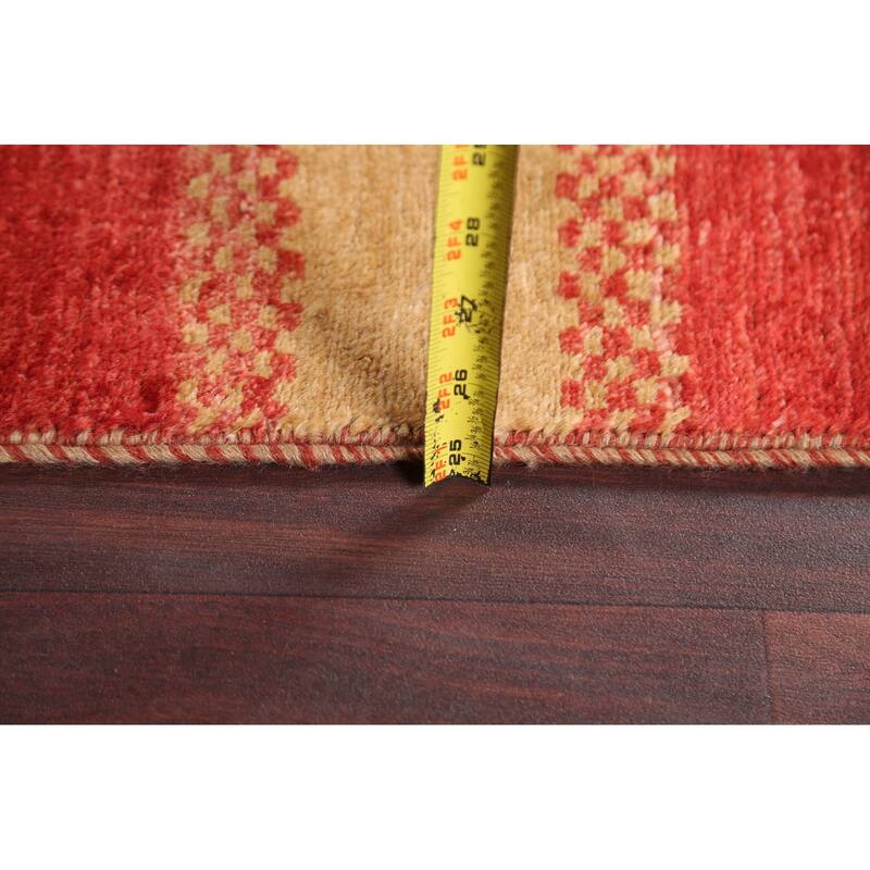 Striped Contemporary Gabbeh Kashkoli Wool Area Rug Hand-knotted Carpet - 2'10" x 4'10"