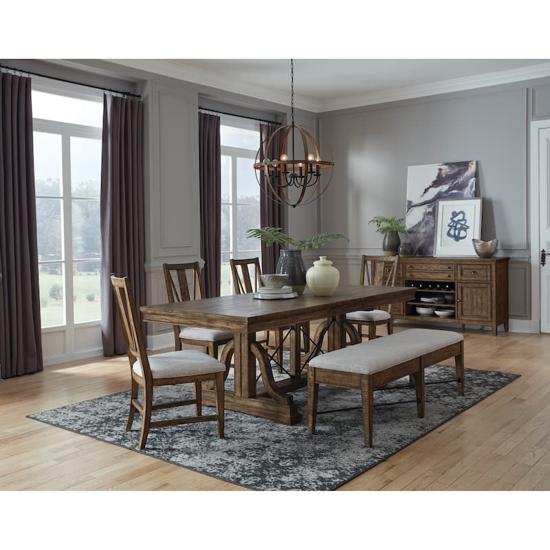 Magnussen Home Bay Creek Toasted Nutmeg Upholstered Bench - 58''W x 17''D x 19''H