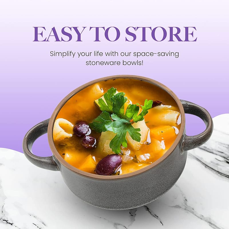 American Atelier Glazed Soup Bowls with Handles Set of 4 - 16 oz.
