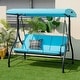 preview thumbnail 2 of 9, Gymax 3-Seat Outdoor Converting Patio Swing Glider Adjustable Canopy