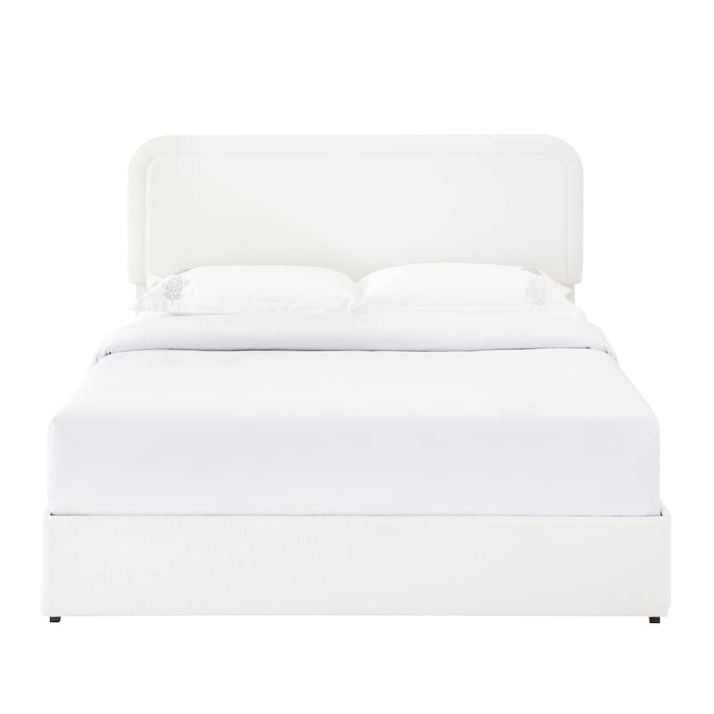 Christopher Knight Home Valle Queen Sized Boucle Upholstered Platform Bed with Drawers, Ivory