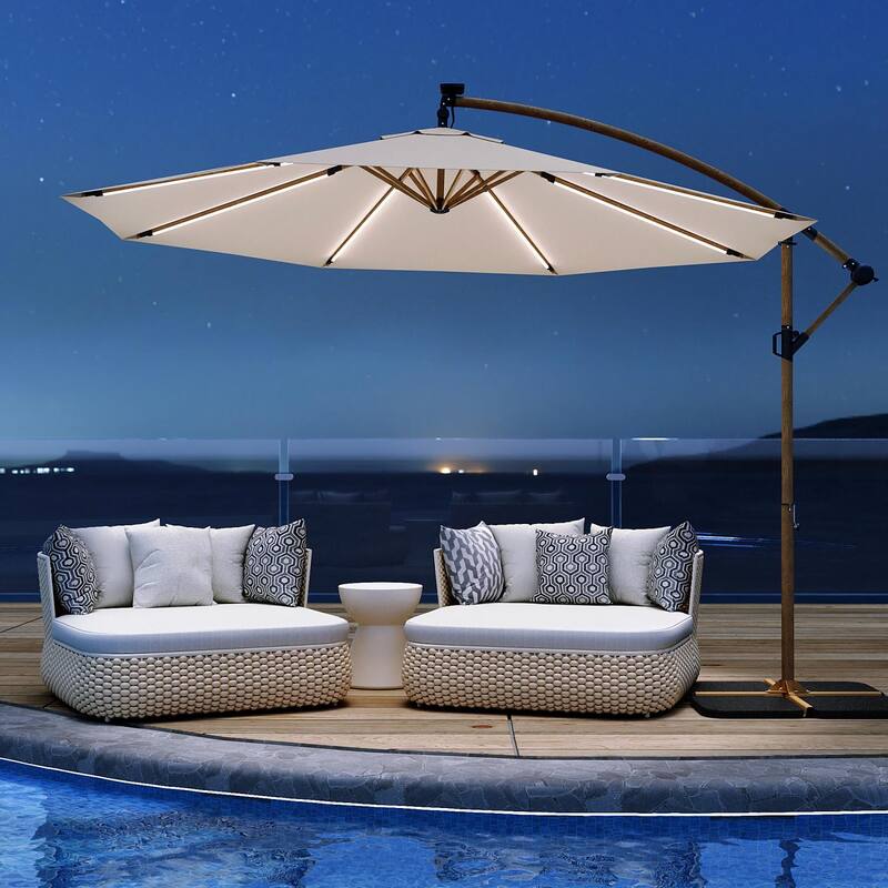 COSIEST 10FT Solar LED Patio Umbrella,360° Rotating, UV Block & Waterproof