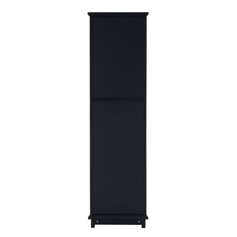 Freestanding Bathroom Cabinet with Glass Door and 2 Storage Drawers, Tall Storage Cabinet Floor Cabinet with Adjustable Shelves