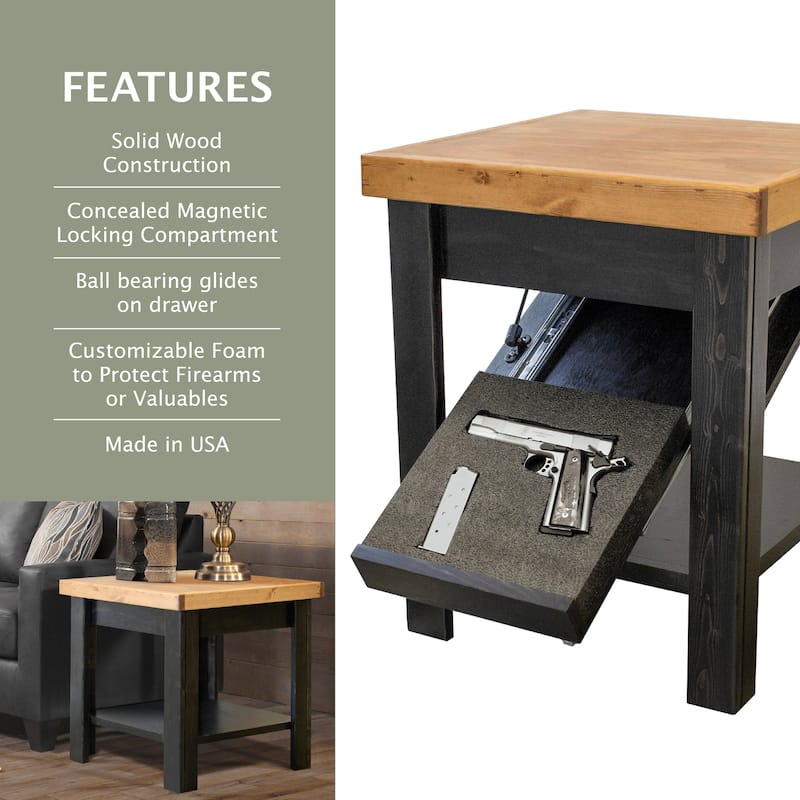 American Furniture Classics Model DEF24BSTD Gun Concealment Nightstand/End Table