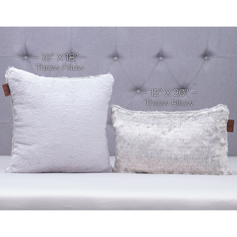 18x18 2-tone Fabulous Fake Fur Throw Pillow Grey Arctic Wolf, 1 PCS