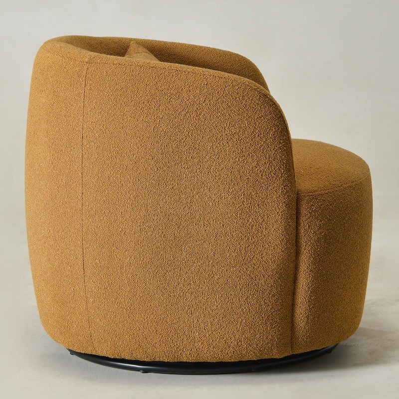 KINWELL 34" Sherpa Swivel Accent Chair Boucle Upholstered Armchair