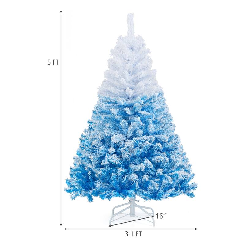 Artificial Flocked Christmas Tree with Metal Stand and Snow-Tipped Branches Ideal Holiday Decoration