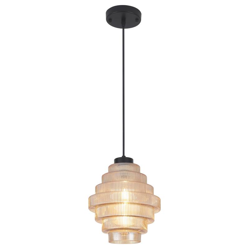 1-Light Classic Pendant Light with Glass Shade, Semi Flush Mount Chandelier for Dining Room Living Room Bedroom Kitchen