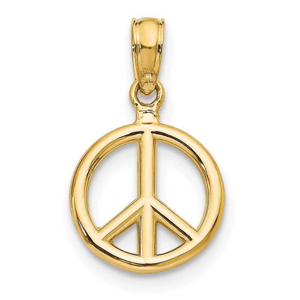 Curata 14k Yellow Gold 18" Polished Peace Symbol Pendant Necklace