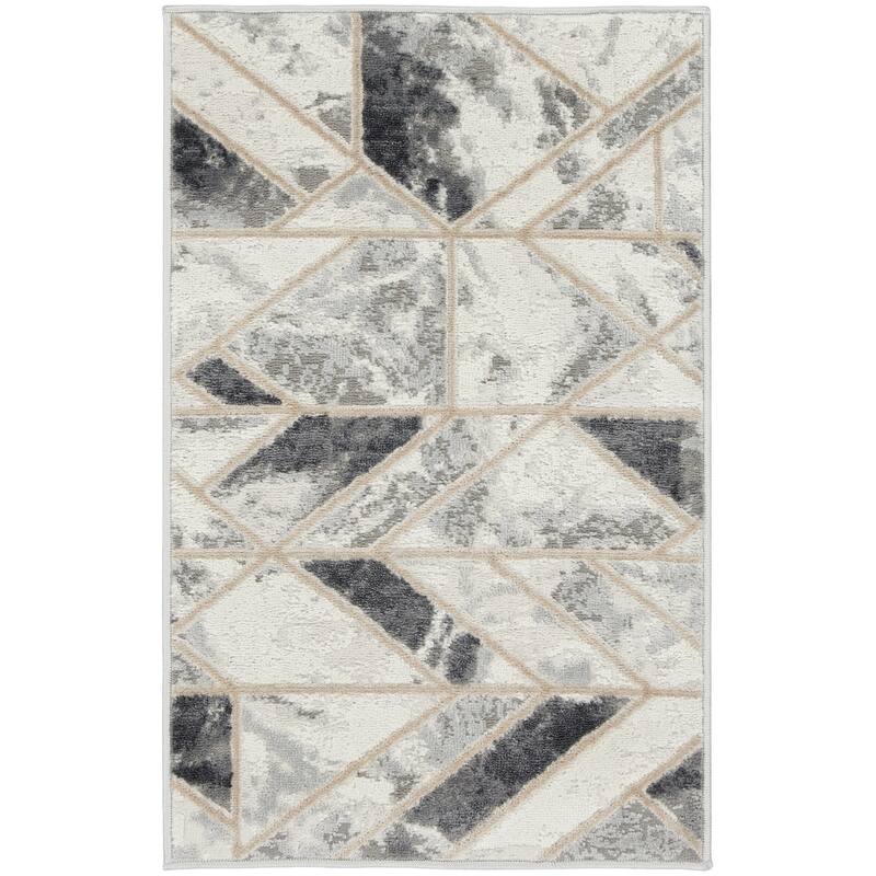 HomeRoots Geometric Modern Rectangle Area Rug - 36.00 in. x 24.00 in. x 0.25 in.