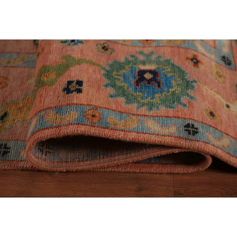 All-Over Floral Oushak Indian Large Rug Handmade Wool Carpet - 9'0"x 18'0"