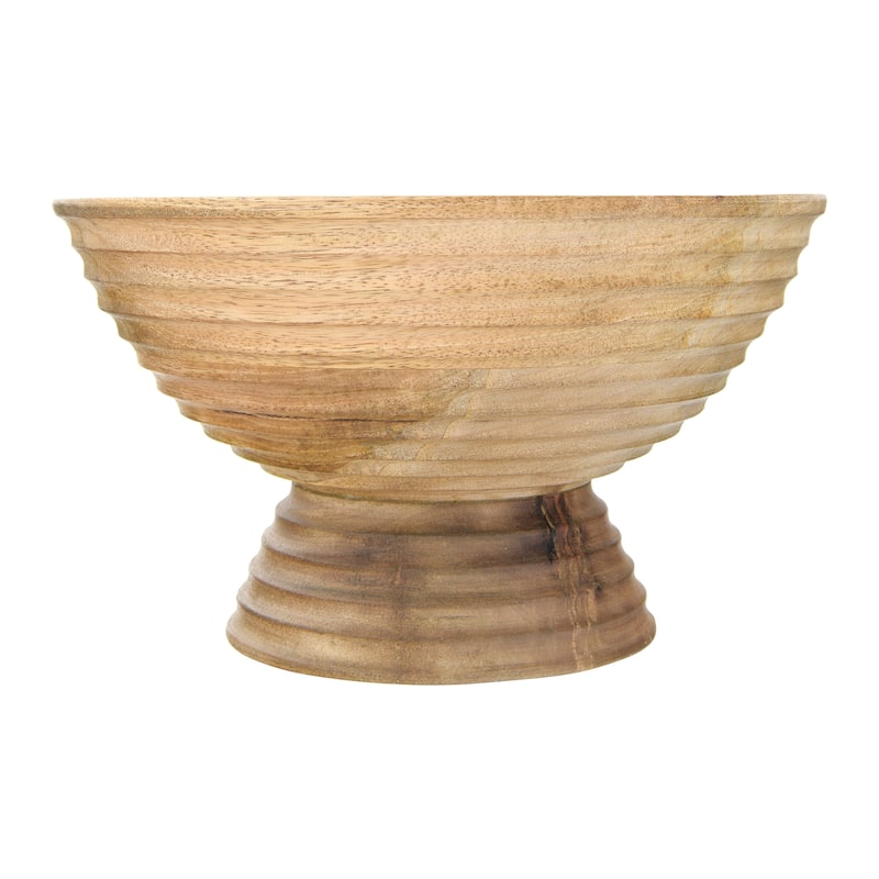 Round Mango Wood Footed Bowl