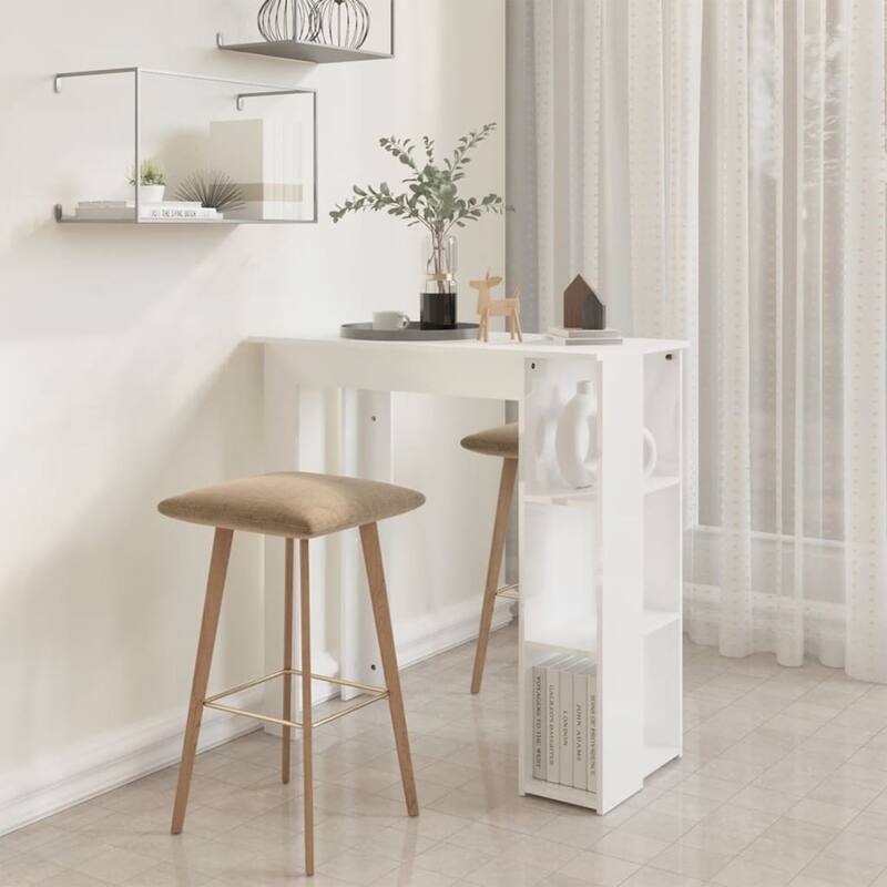 vidaXL Bar Table Kitchen Pub Table Bistro Table with Shelf Engineered Wood - 40.2" x 19.7" x 40.7"