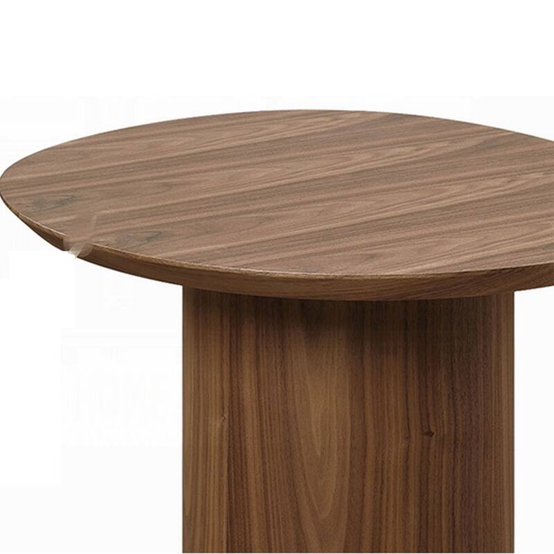 Iliana Side End Table, 21 Inch Oval Top, Round Pedestal, Walnut Brown