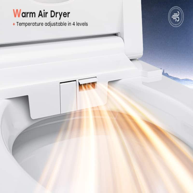 HOROW 10 in Rough-In Elongated Smart Bidet Toilet in White 1.0/1.27 GPF with Auto Flush Heated Seat Child Wash and Deodorizer