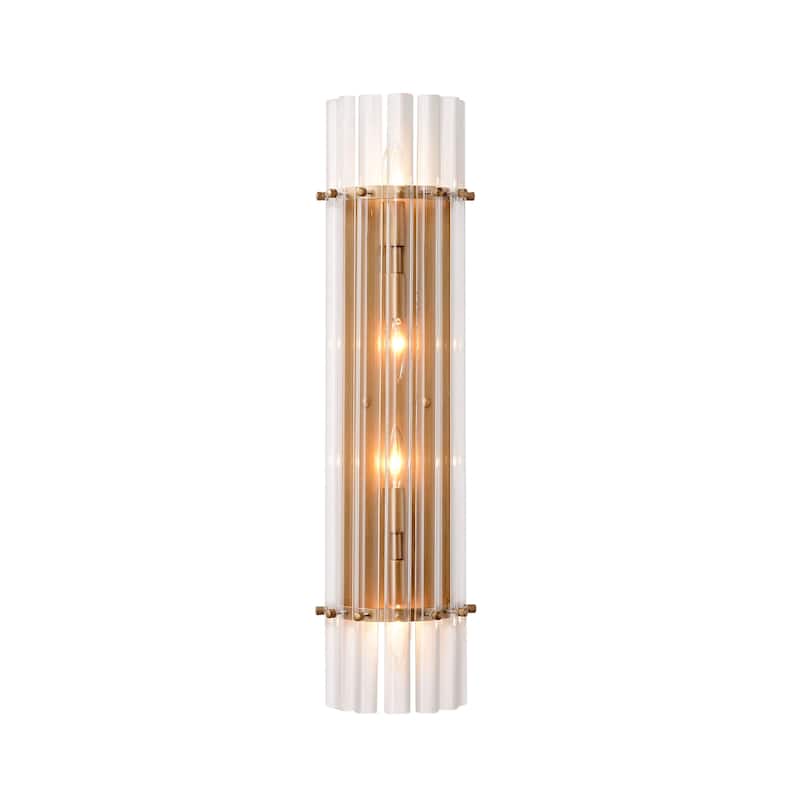 Casandra 4-Light Brushed Brass Crystal Glass Bar Wall Sconce - Brushed Brass