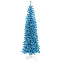12 Pre Lit Sky Blue Artificial Pencil Tinsel Christmas Tree 10 Pre Lit Sparkling Sky Blue Artificial Pencil Christmas Tree Lights