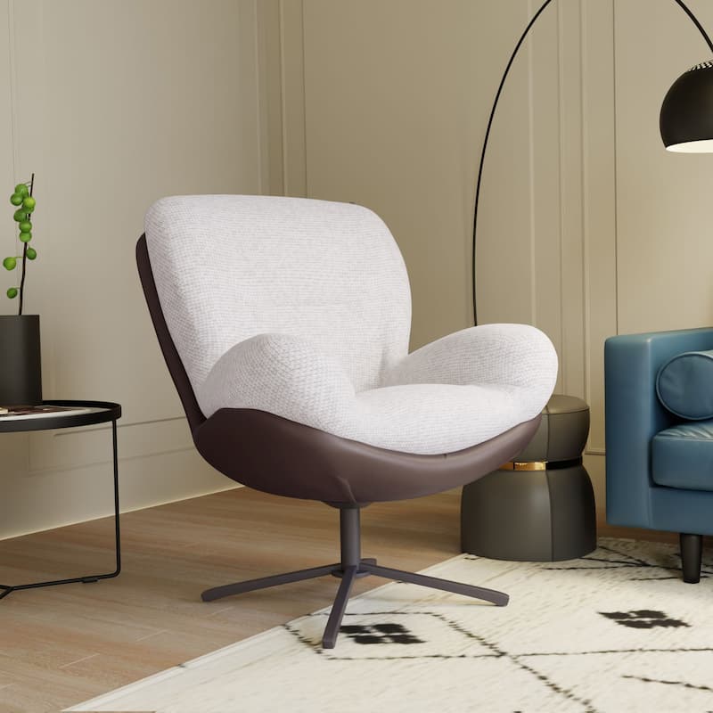 Ronnie Swivel Single Accent Chair by Christopher Knight Home - Brown,White