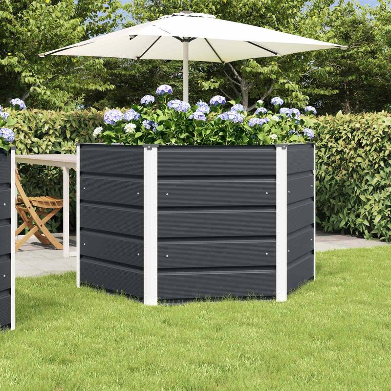 vidaXL Planter in Steel - 50.79 x 50.79 x 17.72 in. - Black - 50.79 x 50.79 x 29.53 in