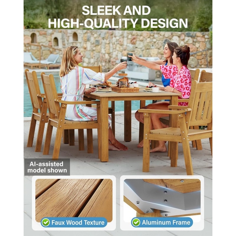 faux wood dining set patio umbrella Foristern Wooden Outdoor with Hole for 8 People, 8 Entertain guests at your home or restaurant with this on Tangkula 11 Piece Rattan Outdoor