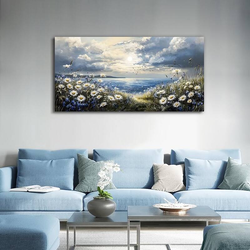 Blue Mediterranean Garden Landscape Painting