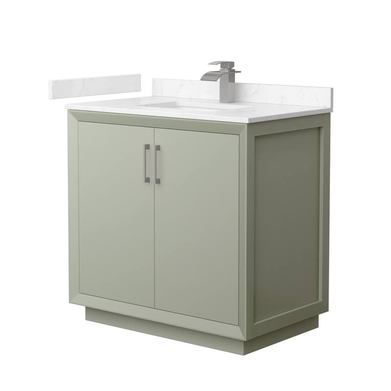 Wyndham Collection WCF414136S-VCA-UNSMXX Strada 36" Free Standing - Light Green / Carrara Cultured Marble Top /