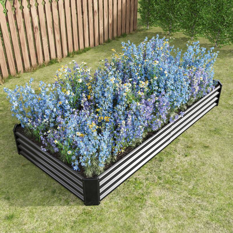 GDFStudio - Large Oval Metal Raised Garden Bed for Vegetables, Flowers, and Plants, Outdoor Backyard Planter Box