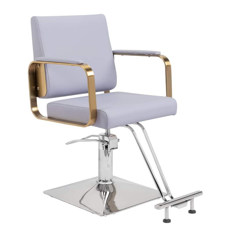 PVC Leather Stainless Steel Armrests Footrests Square Chassis Salon Chair - N/A