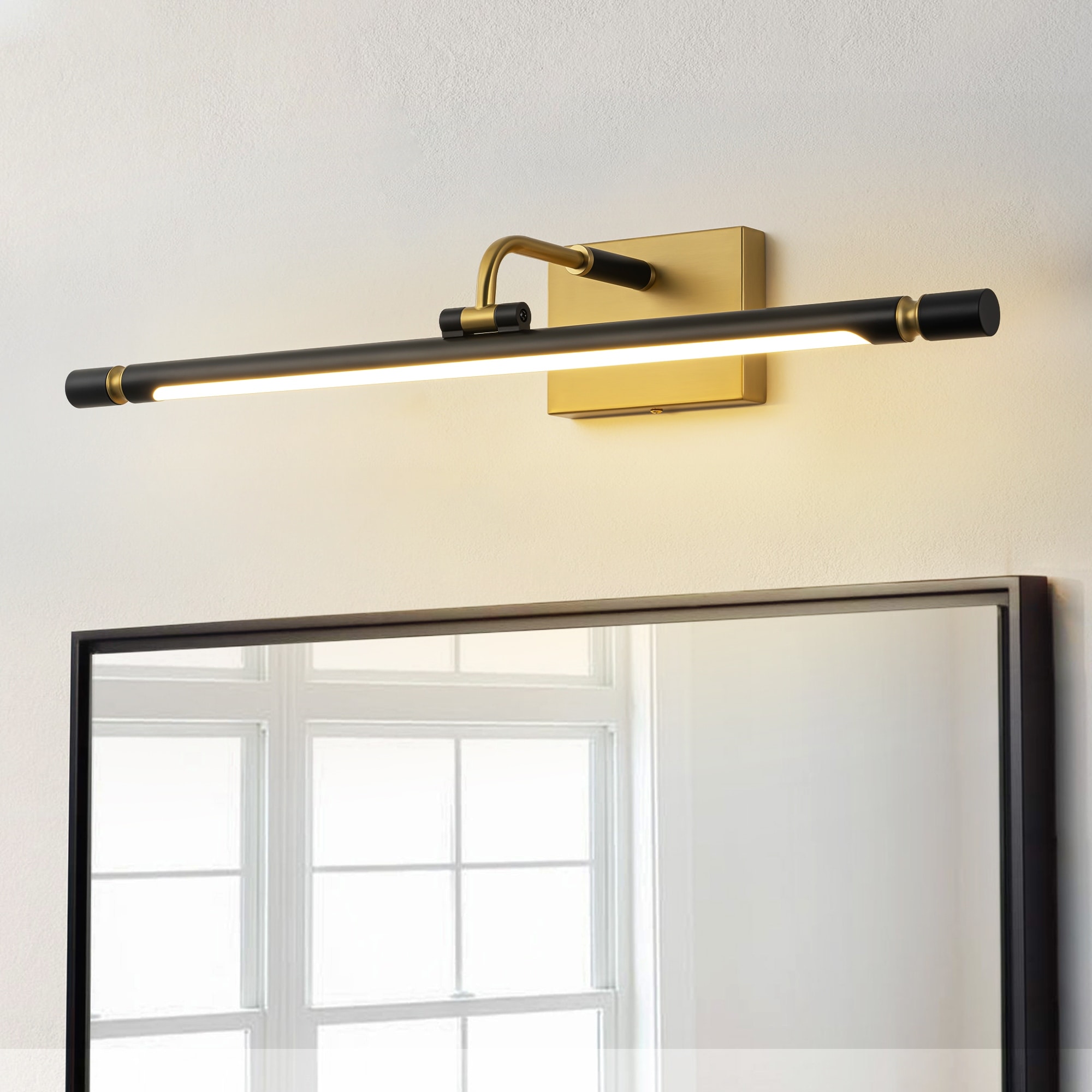 Rennnsan 25.9" Modern Gold/Black Linear Bathroom Vanity Light LED Picture Lights for Wall - 25.9 in. W x 4.3 in. H x 8.2 in. D