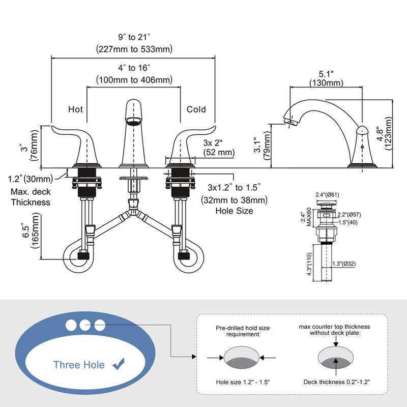 WOWOW Elegant Dual-Handle Bathroom Sink Faucet