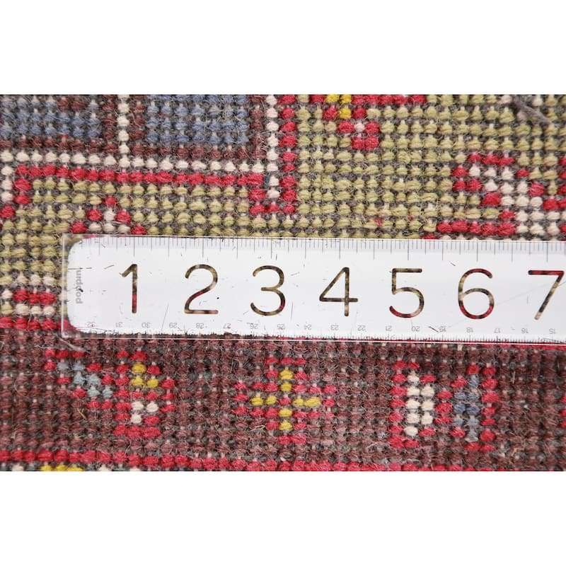Hand Knotted Oriental 100% Wool Carpet Transitional Geometric Green Khotan Runner Rug - 9' 11'' X 2' 6''