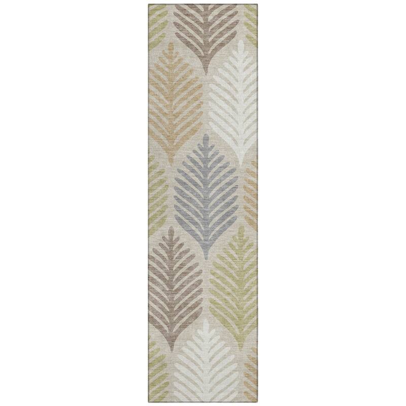 Machine Washable Indoor/ Outdoor Modern Fern Chantille Rug