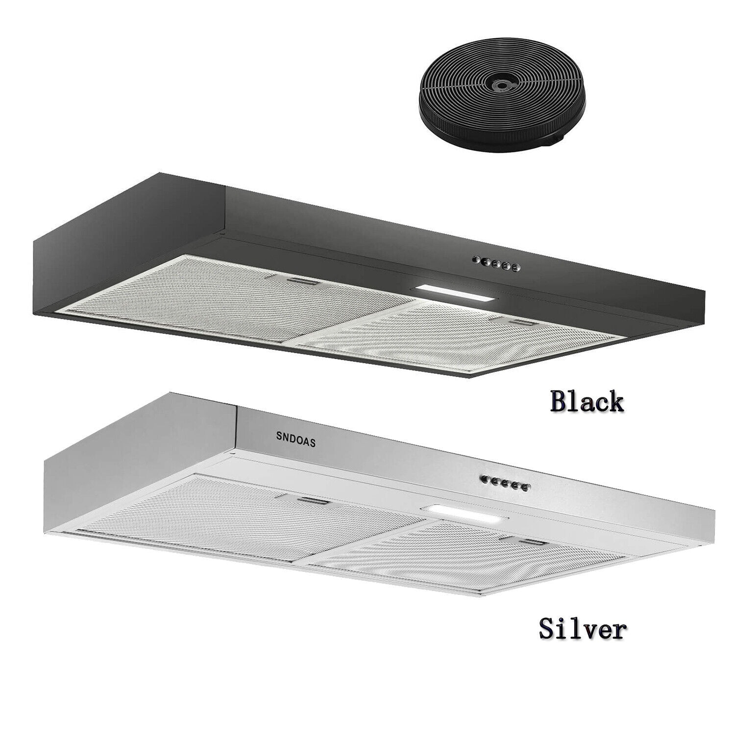 SNDOAS Under Cabinet Range Hood 30 inch,Heavy Duty Stainless  Steel Kitchen Hood Stove Vent,Vent Hoods 30 inches w/Push Button  Control,600 CFM,Dual Motors,Baffle Filters,LED Lights,Matte Black :  Appliances