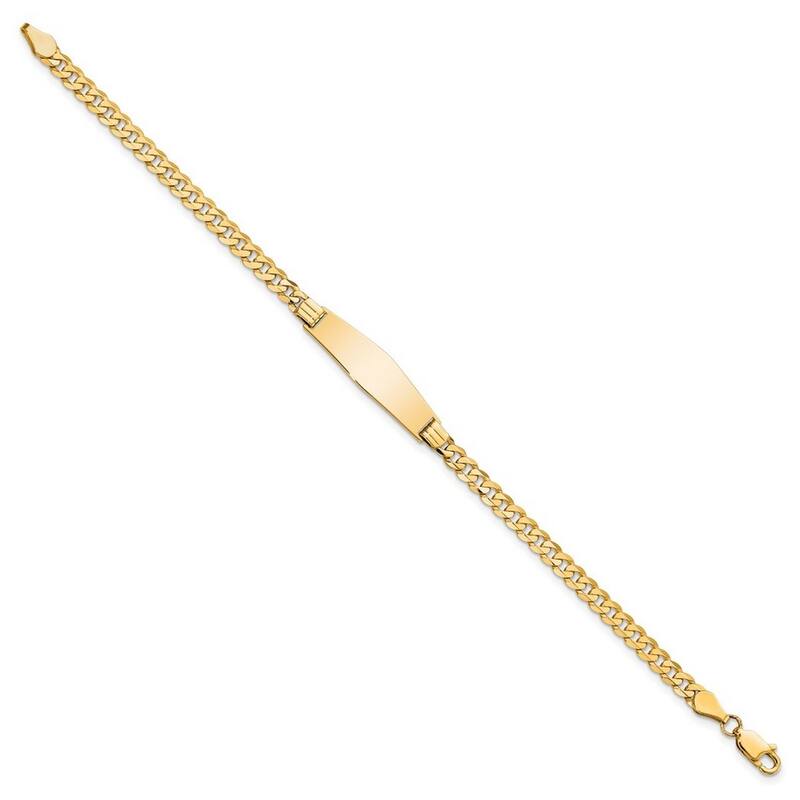 Curata 7.5mm 14k Engravable Curb Link Soft Diamond Shape ID Braceletcet
