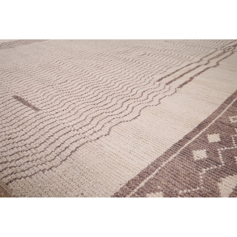 Earth Tone Moroccan Oriental Area Rug Hand-Knotted Wool Carpet - 8'10"x 12'4"
