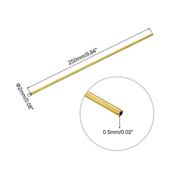 Brass Round Tube 2mm OD 0.5mm Wall Thickness 250mm Length Pipe Tubing 3