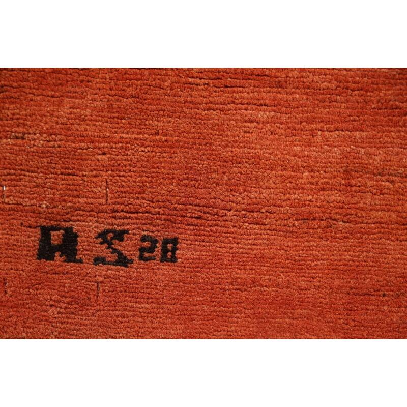 Orange Gabbeh Modern Foyer Rug Handmade Wool Carpet - 2'9"x 4'2"