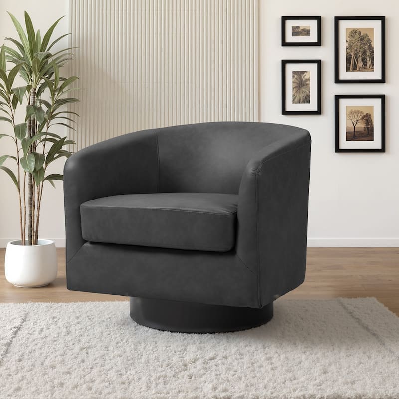 2 Set Modern Wide Round Swivel Accent Barrel Chairs