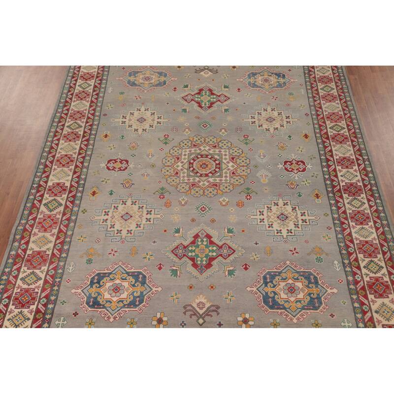Traditional Kazak Area Rug Hand-Knotted Wool Carpet - 9'10" x 13'1"