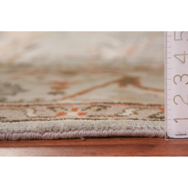 Oushak Indian Area Rug Hand-Knotted Oriental Grey Wool Carpet - 8'1" x 9'10"