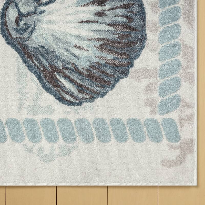 Home Dynamix Marine Sea Shells Coastal Starfish Indoor/Outdoor Area Rug