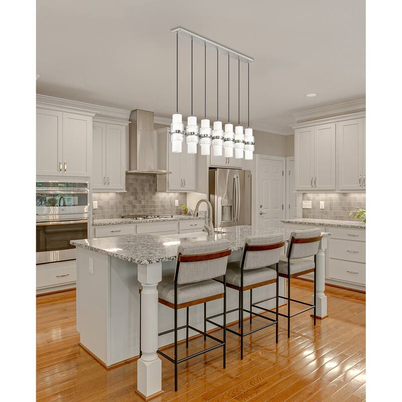 Cayden 7 Light Linear Chandelier in Brushed Nickel - Brushed Nickel