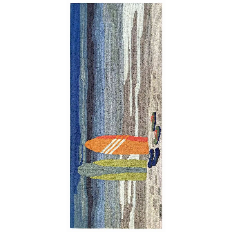 Liora Manne Frontporch Surf Break Indoor/Outdoor Area Rug - 2' x 5' - Ocean