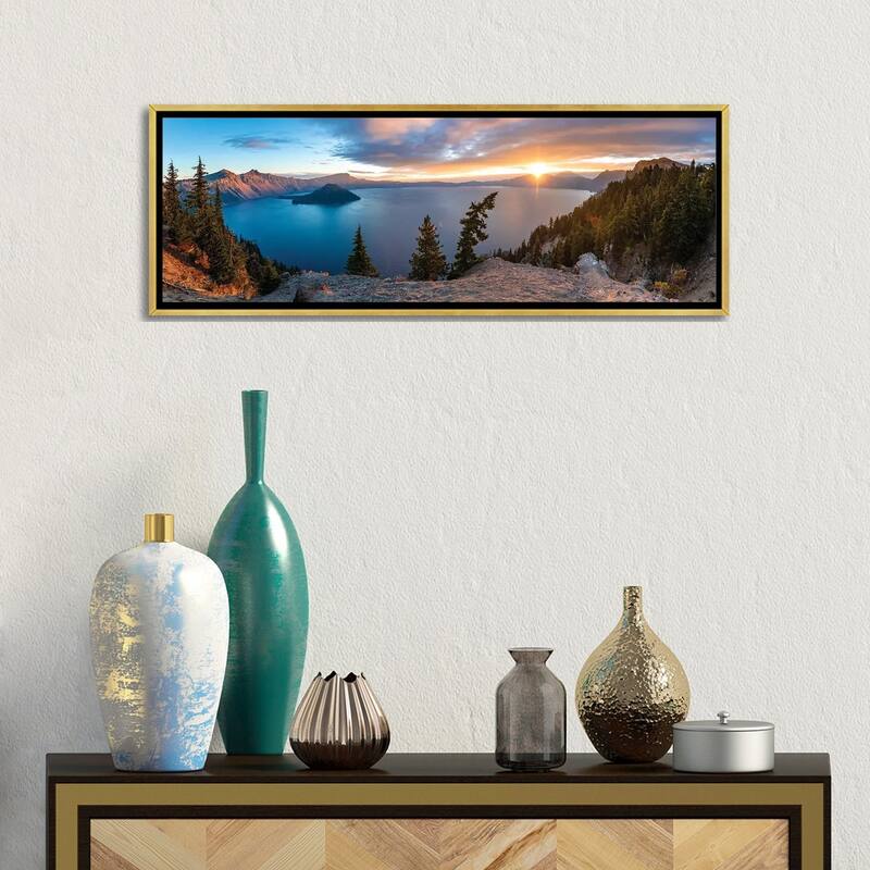 iCanvas "Crater Lake Panorama" by Lucas Moore Framed Canvas Print