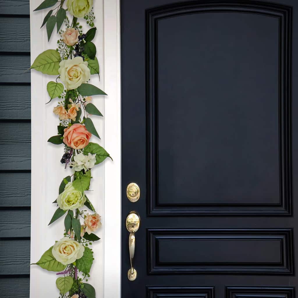 National Tree Company 6 ft. Rose and Lavender Spring Garland - 6 ft