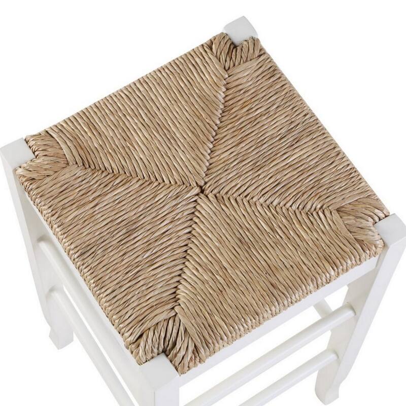 Square Wooden Frame Counter Stool with Hand Woven Rush - 24 H x 14.5 W x 14.5 L Inches