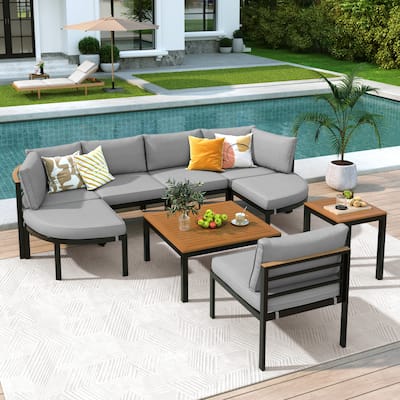 Modern Patio Sectional Sofa Set with Cushions