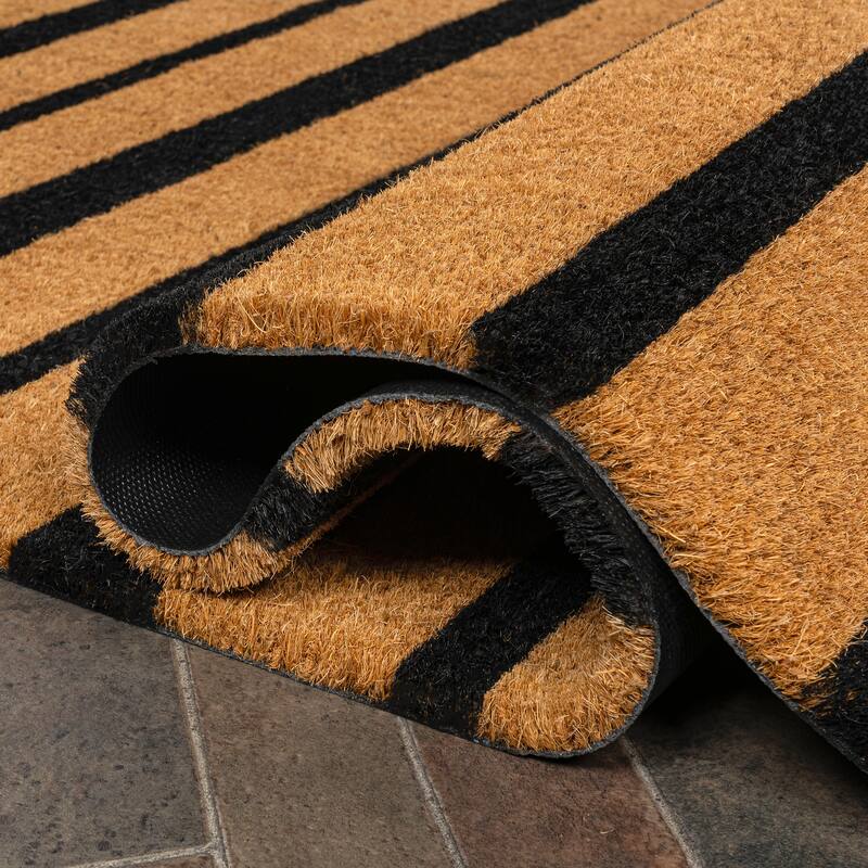 Hadley Modern Classic Ticking Stripe Coir Indoor/Outdoor Area Rug